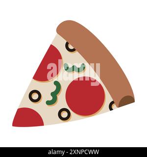 Una fetta di pizza al peperoni Illustrazione Vettoriale