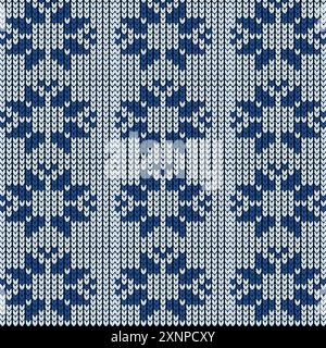Pullover per le vacanze invernali. Motivo a maglia senza cuciture, disegno maglione, illustrazione vettoriale motivo maglione blu Illustrazione Vettoriale