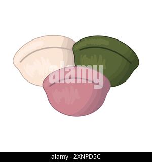 Songpyeon a tre colori mangiato il giorno del Ringraziamento coreano Illustrazione Vettoriale