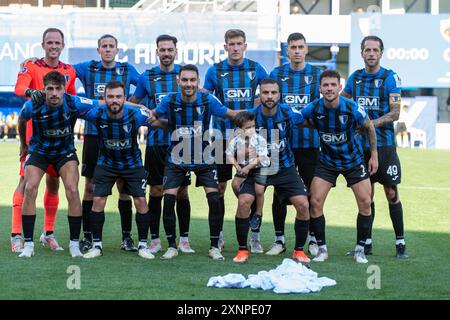 Andorra la Vella, Andorra : 18 luglio 2024 : giocatori in azione durante il secondo turno di qualificazione - 2a tappa della UEFA Europa Conference League Qualificat Foto Stock