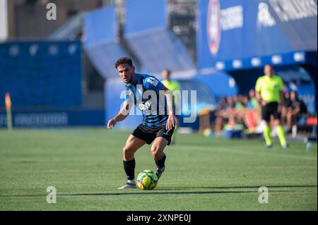 Andorra la Vella, Andorra : 18 luglio 2024 : Ángel De la Torre dell'Inter Club d Escaldes in azione durante il secondo turno di qualificazione - 2° tappa UEFA Foto Stock