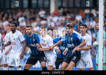 Andorra la Vella, Andorra : 18 luglio 2024 : giocatori in azione durante il secondo turno di qualificazione - 2a tappa della UEFA Europa Conference League Qualificat Foto Stock