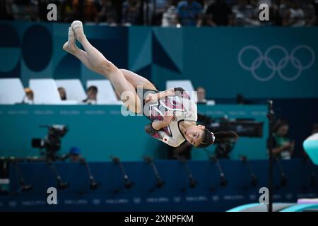 Rina Kishi ( JPN ) esercitazione di pavimento, ginnastica artistica, Women&#39;s all-around Final durante i Giochi Olimpici di Parigi 2024 il 1 agosto 2024 alla Bercy Arena di Parigi, Francia crediti: Independent Photo Agency/Alamy Live News Foto Stock