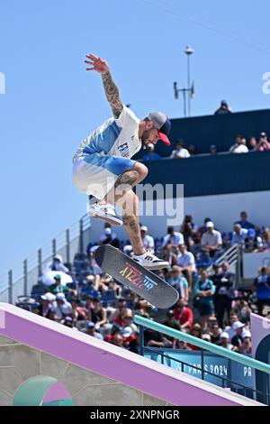 Parigi, Francia. Credito: MATSUO. 29 luglio 2024. GIRAUD Aurelien (fra) Skateboarding : finale maschile di strada durante i Giochi Olimpici di Parigi 2024 a la Concorde a Parigi, Francia. Crediti: MATSUO . K/AFLO SPORT/Alamy Live News Foto Stock