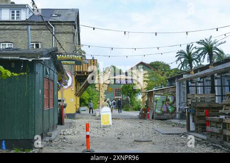 Free City of Christiania si trova nel quartiere Christianshavn di Copenaghen, Danimarca, Scandinavia. Foto Stock