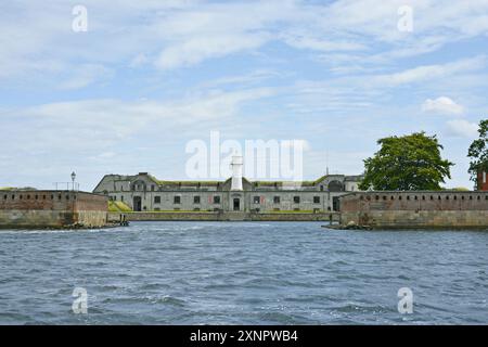 Il forte marittimo di Trekroner si trova all'ingresso del porto di Copenaghen, Danimarca, Scandinavia Foto Stock