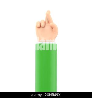 Icona dei gesti dei cartoni animati Mockup.3d movimenti incrociati delle mani. Emoji realistica per gli uomini d'affari con gesti palmari, rendering 3D su sfondo bianco. Foto Stock