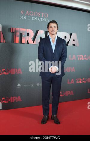 Madrid, Spagna. 1 agosto 2024. L'attore Josh Hartnett partecipa alla prima cinematografica de la Trampa a Madrid giovedì 1 agosto 2024. Crediti: CORDON PRESS/Alamy Live News Foto Stock