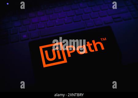 Paraguay. 2 agosto 2024. In questa immagine, il logo UiPath viene visualizzato sullo schermo di uno smartphone. Credito: SOPA Images Limited/Alamy Live News Foto Stock