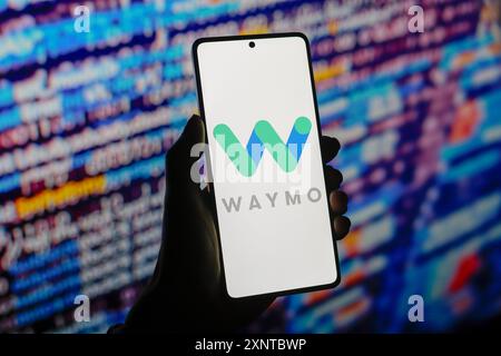 Paraguay. 2 agosto 2024. In questa immagine, il logo Waymo viene visualizzato sullo schermo di uno smartphone. (Foto di Jaque Silva/SOPA Images/Sipa USA) *** esclusivamente per notizie editoriali *** credito: SIPA USA/Alamy Live News Foto Stock