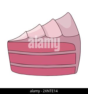 Grazioso pezzo di torta rosa Illustrazione Vettoriale