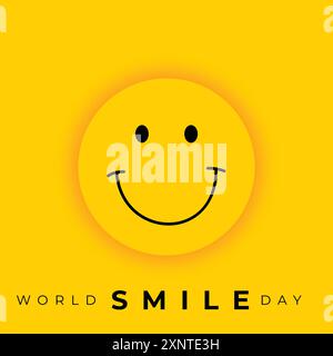 Festa mondiale del sorriso, sorriso sorridente personaggio emoji Illustrazione Vettoriale