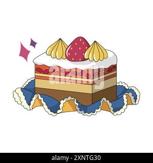 I colori a bassa saturazione che utilizzano i colori primari di rosso, giallo e blu hanno una forte sensazione retrò e carina Illustrazione Vettoriale