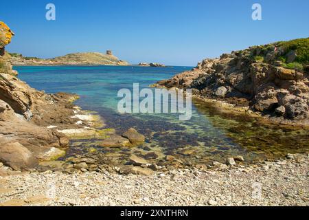 Cala Tamarells, Parc Natural de S'Albufera des Grau, Menorca, riserva della Biosfera, Isole Baleari, Spagna Foto Stock