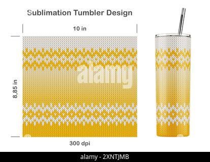 Motivo ombre lavorato a maglia. Dima a sublimazione senza cuciture per bicchiere magro da 20 once. Illustrazione della sublimazione. Senza cuciture da bordo a bordo. Avvolgimento completo Foto Stock