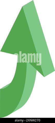 Freccia 3d verde rivolta verso l'alto, che simboleggia crescita, successo e progresso Illustrazione Vettoriale