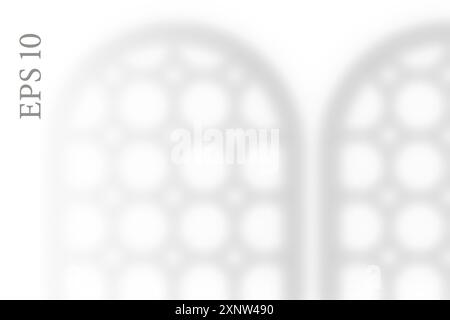 Ombra trasparente della finestra islamica. Sfondo abstratto di ombra arabesca con ornamenti tradizionali dal design musulmano Ramadan. Sovrapposizione effetto luce. Mesh Illustrazione Vettoriale