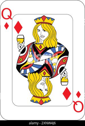 Regina dei diamanti. Una carta da gioco, illustrazione Foto Stock