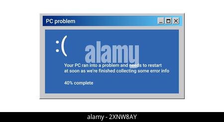 Errore critico del sistema operativo. Schermata blu della morte. Illustrazione Vettoriale
