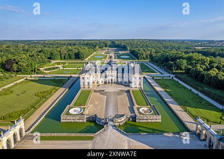Francia, Seine-et-Marne (77), Maincy, il castello di Vaux-le-Vicomte (vista aerea) Francia, Seine-et-Marne (77), Maincy, il castello di Vaux-le-Vicomte (ae Foto Stock