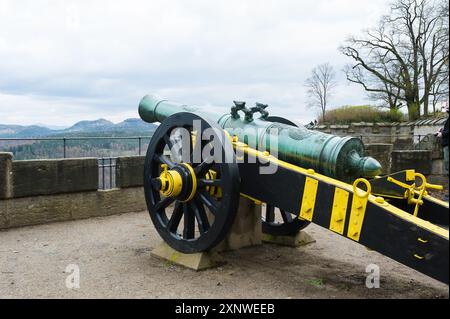 Quarto cannone nella fortezza di Königstein, Sassonia, Germania Foto Stock