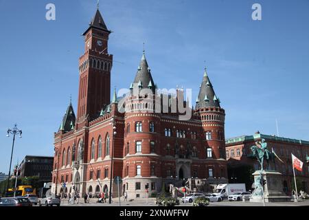ARCHIVIATO - 02 agosto 2024, Svezia, Helsingborg: Veduta del municipio di Helsingborg. Foto: Steffen Trumpf/dpa Foto Stock