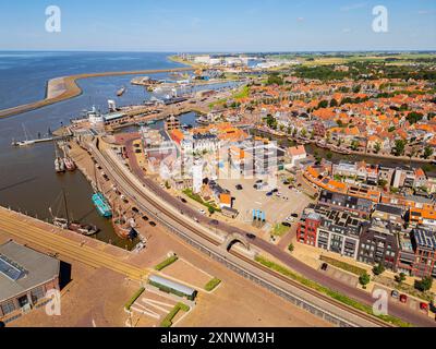 Vista aerea di Harlingen nella Frisia olandese Foto Stock