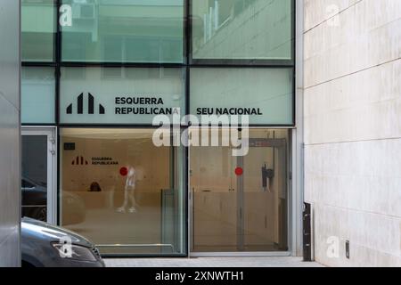 Barcellona, Spagna. 2 agosto 2024. Conferenza stampa di Esquerra per valutare il risultato della consultazione con i membri della base, che hanno votato a favore, e quindi ci sarà l'investitura di Salvador Illa in Catalogna. Rueda de prensa de Esquerra para valorar el ,tado de la consulta a las bases, que han votado que S&#xed; y, por tanto, habrá investidura de Salvador Illa en Catalu&#xf1;a.. News Politics - Barcellona, Spagna giovedì 2 agosto 2024 (foto di Eric Renom/LaPresse) crediti: LaPresse/Alamy Live News Foto Stock