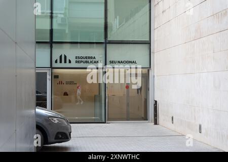 Barcellona, Spagna. 2 agosto 2024. Conferenza stampa di Esquerra per valutare il risultato della consultazione con i membri della base, che hanno votato a favore, e quindi ci sarà l'investitura di Salvador Illa in Catalogna. Rueda de prensa de Esquerra para valorar el ,tado de la consulta a las bases, que han votado que S&#xed; y, por tanto, habrá investidura de Salvador Illa en Catalu&#xf1;a.. News Politics - Barcellona, Spagna giovedì 2 agosto 2024 (foto di Eric Renom/LaPresse) crediti: LaPresse/Alamy Live News Foto Stock