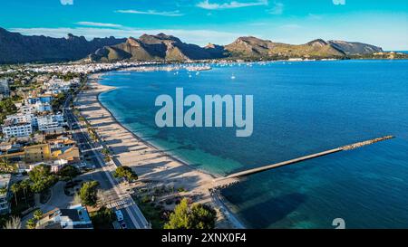 Aerea di Port de Pollenca, Maiorca, Isole Baleari, Spagna, Mediterraneo, Europa Foto Stock