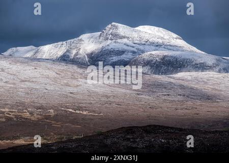 Ben Mor Coigach in Winter, Assynt, Assynt-Coigach National Scenic area, Sutherland, Scottish Highlands, Scozia, Regno Unito, Europa Foto Stock
