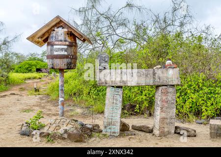 Ufficio postale delle Galapagos, isola Floreana, Galapagos, UNESCO, Ecuador Foto Stock