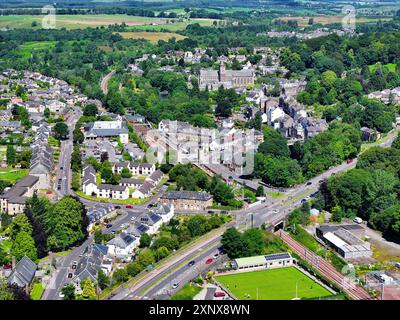 Vista aerea con drone di Dunblane Stirlingshire Foto Stock