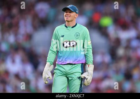 Londra, Inghilterra. 2 agosto 2024. Sam Billings durante la partita dei cento tra gli Oval Invincibles Men e i Northern Superchargers Men al Kia Oval di Londra. Kyle Andrews/Alamy Live News. Foto Stock