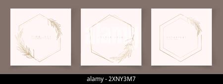 Set di modelli esagonali per profilati in stile lineare minimale Illustrazione Vettoriale