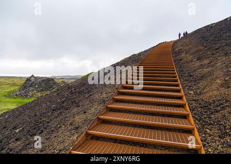 Salita al cratere Sassholl nel sud dell'Islanda Foto Stock