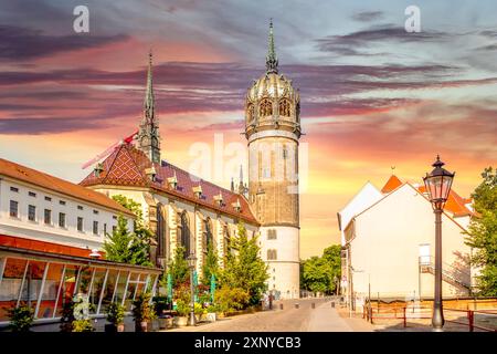 Città vecchia di Wittenberg, Germania Foto Stock