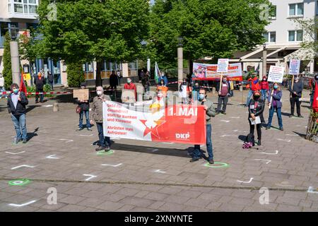 Dimostrazione il 1° maggio, sulla Weberplatz di Essen, un'alleanza di partiti e gruppi di sinistra aveva raggiunto, in seconda istanza, di fronte alla Foto Stock