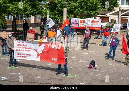 Dimostrazione il 1° maggio, sulla Weberplatz di Essen, un'alleanza di partiti e gruppi di sinistra aveva raggiunto, in seconda istanza, di fronte alla Foto Stock