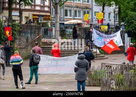 Dimostrazione il 1° maggio, sulla Weberplatz di Essen, un'alleanza di partiti e gruppi di sinistra aveva raggiunto, in seconda istanza, di fronte alla Foto Stock