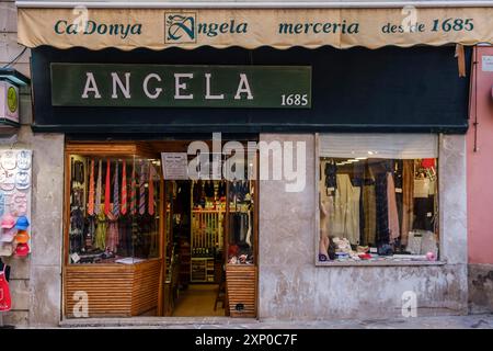 Angela Haberdashery, fondata nel 1685, Palma, Maiorca, Isole Baleari, Spagna Foto Stock