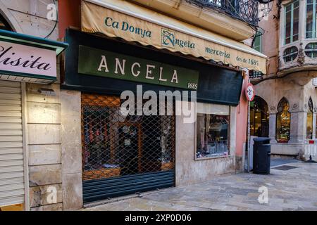 Angela Haberdashery, fondata nel 1685, Palma, Maiorca, Isole Baleari, Spagna Foto Stock