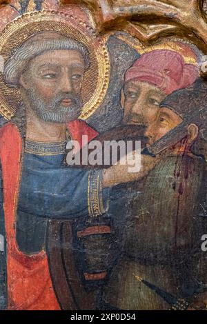 L'orecchio di Malco tagliato da Pietro, predella della passione del Signore, Francesc comes, 1390-1415, tempera su legno, monastero di Puig de Maria, Maiorca Foto Stock