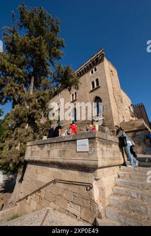 Palazzo dell'Almudaina, percorso delle Germanie a Palma, guidato da Gaspar Valero i Marti, Maiorca, Isole Baleari, Spagna Foto Stock