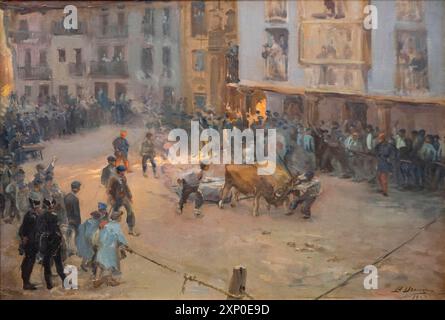 Pablo Uranga, pietra di trascinamento dei buoi a Elgeta, 1903, olio su tela, Museo de Bellas Artes, Bilbao, Spagna Foto Stock