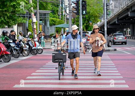 Pedoni che attraversano Foto Stock