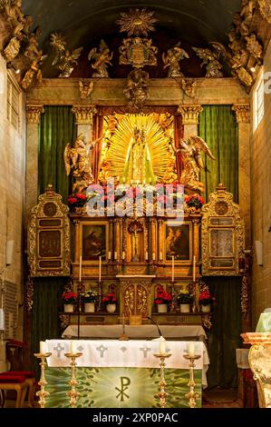 Altare della chiesa del monastero dell'Annunciazione, Barocco, Monastero di Reutberg, Sachsenkam nella riserva naturale Ellbach e Kirchseemoor Foto Stock