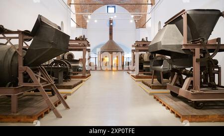 Vera fabbrica di vetro a Segovia, ora museo in Spagna. Foto Stock