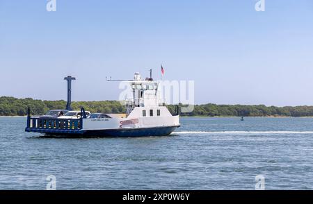 Shelter Island traghetto sud in corso di Shelter Island, new york Foto Stock