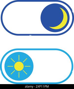 Pulsante ui interruttore modalità giorno notte. Tema cursore modalità buio chiaro Illustrazione Vettoriale